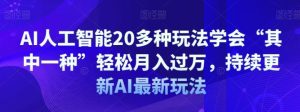 AI人工智能20多种玩法学会“其中一种”轻松月入过万，持续更新AI最新玩法-财仔梦想资源网