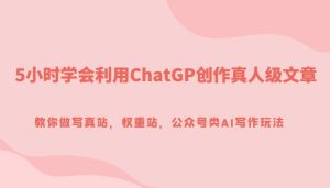5小时学会利用ChatGP创作真人级文章，教你做写真站，权重站，公众号类AI写作玩法-财仔梦想资源网