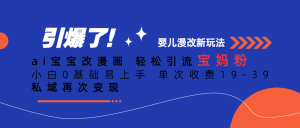 ai宝宝改漫画轻松引流宝妈粉小白0基础易上手单次收费19-39私域再次变现-财仔梦想资源网