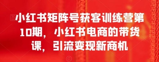 小红书矩阵号获客训练营第10期，小红书电商的带货课，引流变现新商机-财仔梦想资源网
