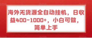 海外无货源全自动挂机，日收益400~1000+，小白可做，简单上手-财仔梦想资源网