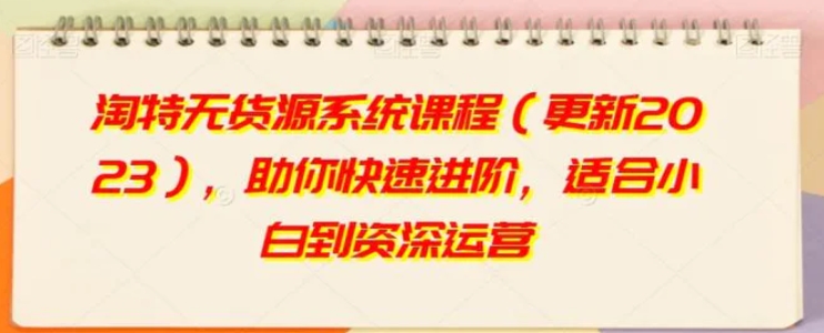 淘特无货源系统课程，助你快速进阶，适合小白到资深运营-财仔梦想资源网