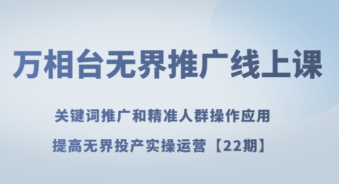 万相台无界推广线上课 关键词推广和精准人群操作应用，提高无界投产实操运营【22期】-财仔梦想资源网