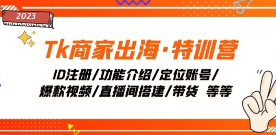 Tk商家出海·特训营：ID注册/功能介绍/定位账号/爆款视频/直播间搭建/带货-财仔梦想资源网