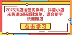 2023抖店运营实操课，抖音小店无货源0基础到爆单，适合新手快速起店-财仔梦想资源网
