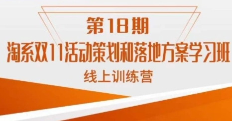 淘系双11活动策划和落地方案学习班线上训练营-财仔梦想资源网