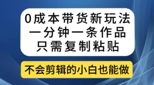 0成本带货新玩法，一分钟一条作品，只需复制粘贴就可以做-财仔梦想资源网