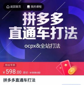 拼多多直通车打法，核心策略，ocpx&全站打法-财仔梦想资源网
