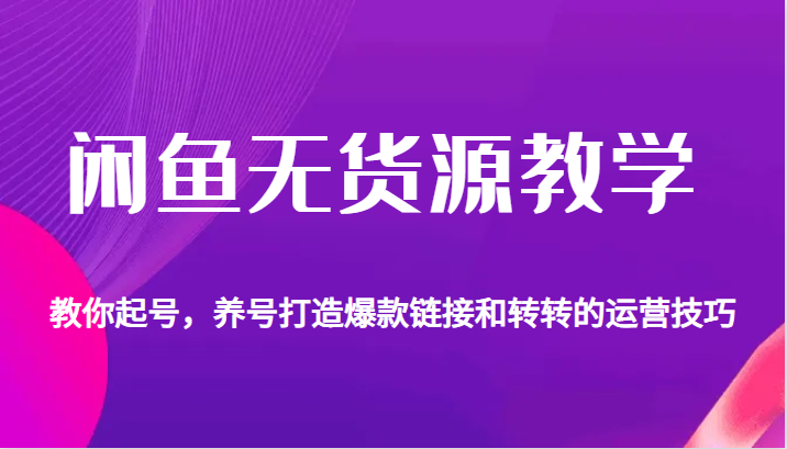 闲鱼无货源教学，教你起号，养号打造爆款链接以及转转的运营技巧-财仔梦想资源网