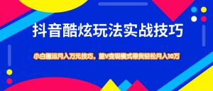 抖音酷炫玩法实战技巧，小白搬运月入万元技巧，蓝V变现模式带货轻松月入10万-财仔梦想资源网