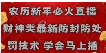 农历新年必火直播 财神类最新防封防处罚技术 学会马上播-财仔梦想资源网