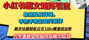 2023年最强小红书图文矩阵玩法，新手小白也能轻松日引100+精准创业粉，纯实操教学，不容错过！-财仔梦想资源网