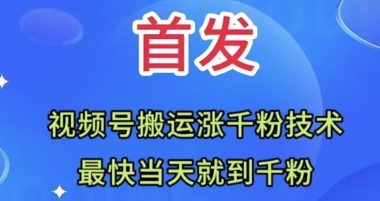 全网首发：视频号无脑搬运涨千粉技术，最快当天到千粉【揭秘】-财仔梦想资源网