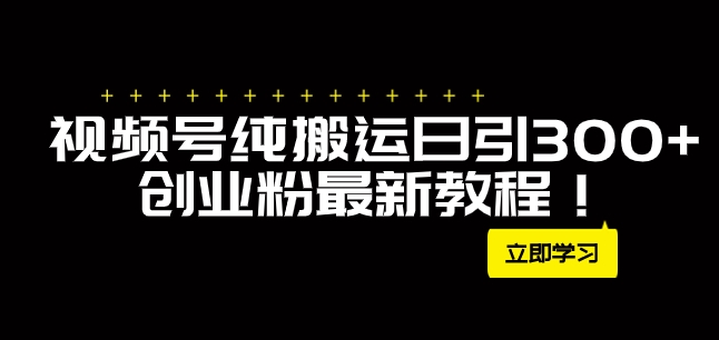 外面卖2580视频号纯搬运日引300+创业粉最新教程！-财仔梦想资源网