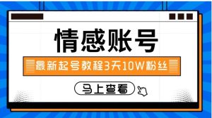 最新情感文案类短视频账户，实操三天10万粉丝-财仔梦想资源网