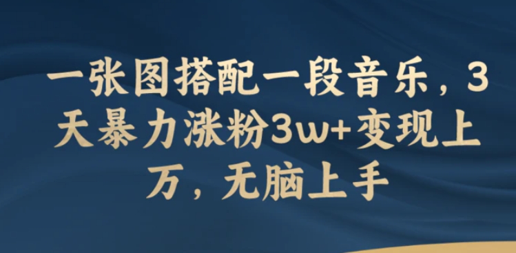 一张图搭配一段音乐，3天暴力涨粉3w+变现上万，无脑上手-财仔梦想资源网