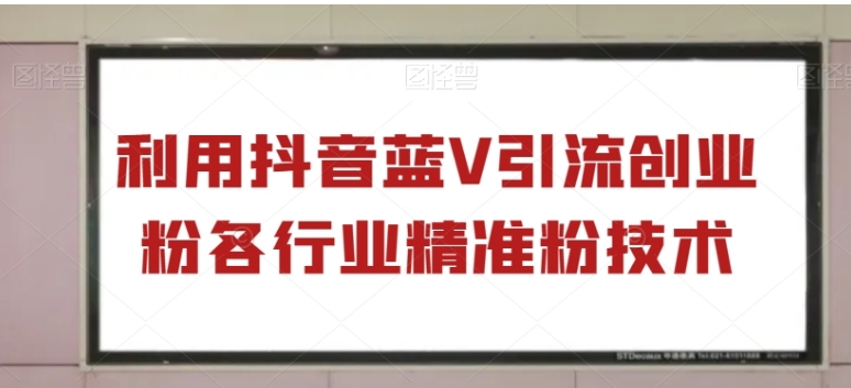 利用抖音蓝V引流创业粉各行业精准粉技术-财仔梦想资源网