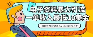 电子资料暴力引流，一单最低10美金，赚取终身被动收入，保姆级教程-财仔梦想资源网