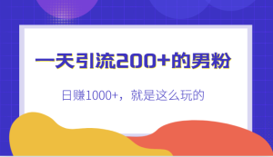 引流200+的男粉，日赚1000+，就是这么玩的-财仔梦想资源网