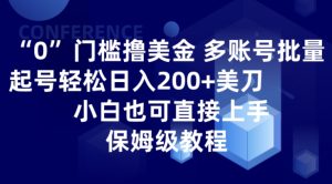 0门槛撸美金| 多账号批量起号轻松日入200+美刀，小白也可直接上手，保姆级教程-财仔梦想资源网