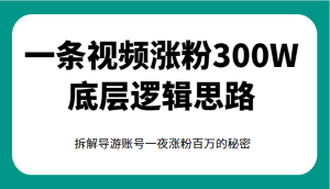 一条视频涨粉300W底层逻辑思路，拆解导游账号一夜涨粉百万的秘密-财仔梦想资源网