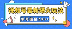 视频号爆火新玩法，操作几分钟就可达到暴力掘金，单号收益200+小白式操作-财仔梦想资源网