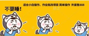 外面售888适合小白操作作业批改项目，简单操作-财仔梦想资源网