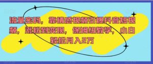 流量密码，靠情感视频引爆抖音短视频，涨粉到变现，保姆级教学，小白轻松月入2万【揭秘】-财仔梦想资源网