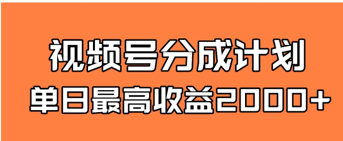 全新蓝海 视频号掘金计划 日入2000+-财仔梦想资源网