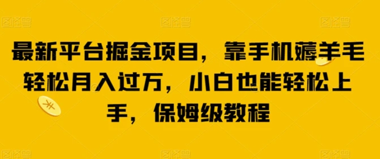 最新平台掘金项目，靠手机薅羊毛轻松月入过万，小白也能轻松上手，保姆级教程【揭秘】-财仔梦想资源网