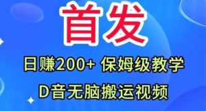 首发，抖音无脑搬运视频，日赚200+保姆级教学【揭秘】-财仔梦想资源网