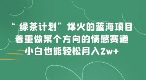 “绿茶计划”，爆火的蓝海项目，着重做某个方向的情感赛道，小白也能轻松月入2w+-财仔梦想资源网