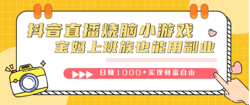 抖音直播烧脑小游戏，不需要找话题聊天，宝妈上班族也能用副业日赚1000+-财仔梦想资源网