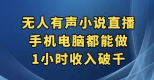 抖音无人有声小说直播，手机电脑都能做，1小时收入破千【揭秘】-财仔梦想资源网
