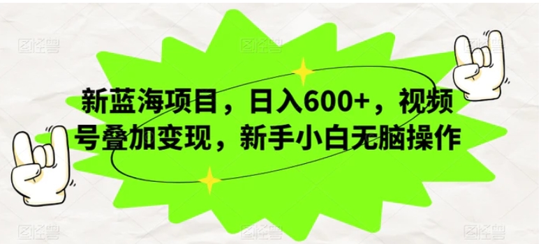 新蓝海项目，日入600+，视频号叠加变现，新手小白无脑操作【揭秘】-财仔梦想资源网