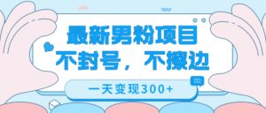 最新男粉变现，不擦边，不封号，日入300+-财仔梦想资源网