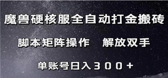 魔兽硬核服自动打金搬砖，脚本矩阵操作，单账号300+-财仔梦想资源网