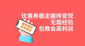 优惠券稳定搬砖变现，无需经验，高利润，详细操作教程！-财仔梦想资源网