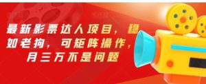 最新影票达人项目，稳如老狗，可矩阵操作，月三万不是问题【揭秘】-财仔梦想资源网