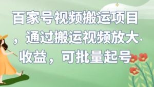 百家号视频搬运项目，通过搬运视频放大收益，可批量起号【揭秘】-财仔梦想资源网