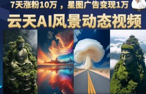 云天AI风景动图视频制作，7天涨粉10万，星图广告变现1万-财仔梦想资源网