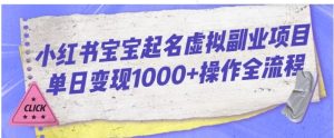 小红书宝宝起名虚拟副业项目单日变现1000+操作全流程-财仔梦想资源网