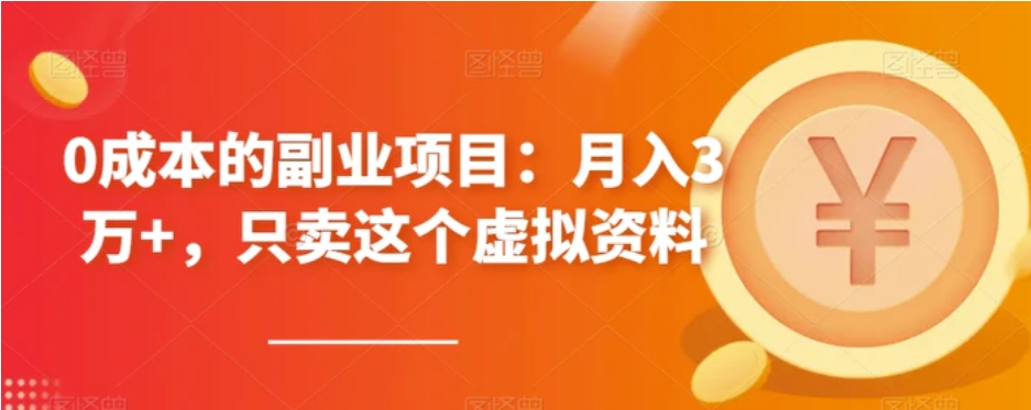 0成本的副业项目：月入3万+，只卖这个虚拟资料-财仔梦想资源网
