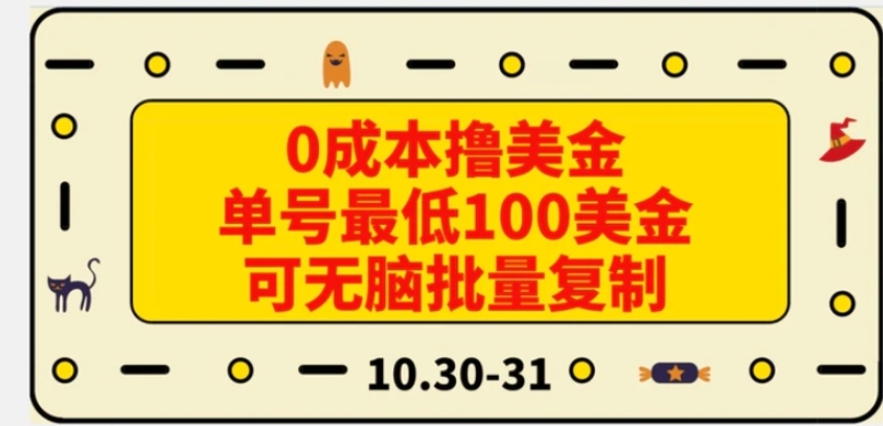 0成本撸美金，单号最低100美金，可无脑批量复制-财仔梦想资源网