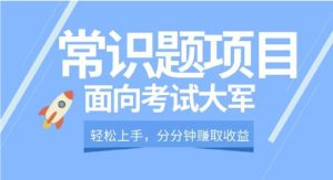 轻松操作，面向考试大军，分分钟利用常识题创收-财仔梦想资源网