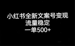 《小红书全新文案号变现》流量稳定，一单收入500+-财仔梦想资源网