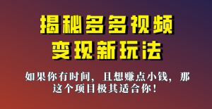 揭秘一天200多的，多多视频新玩法，新手小白也能快速上手的操作！-财仔梦想资源网