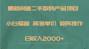 最新闲鱼二手数码赛道，小白福音，高客单价，矩阵操作，日收入2000+-财仔梦想资源网