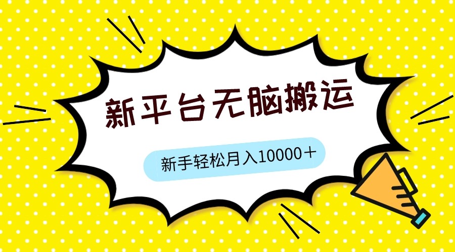 新平台用软件无脑搬运，月赚10000+，小白也能轻松上手-财仔梦想资源网