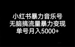小红书暴力音乐号，无脑搞流量暴力变现，单号月入5000+-财仔梦想资源网